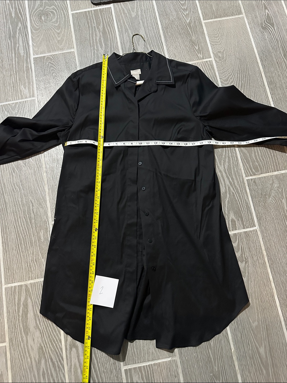 Chico's Black Button-Down Shirt Dress with Contrast Stitching